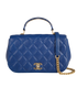 Top Handle Round Flap, &pound;2,600, Handbags, Blue, Caviar Leather, Front view